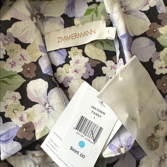 Zimmermann Purple Floral Long Sleeve Dress - Picture 6 of 6